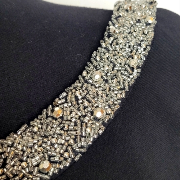 Alex Evenings Beaded Neckline Scooped Back Ruched Side Midi Dress - Size 12 - Picture 6 of 10